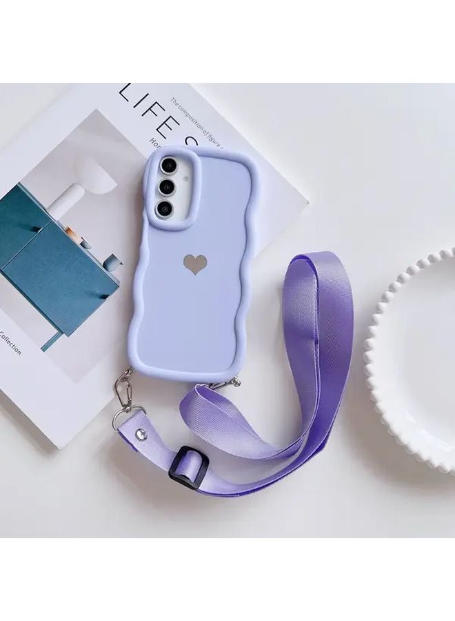Purple Heart Macaron Candy Phone Case With Strap For Samsung Galaxy A15 5G - Image 3